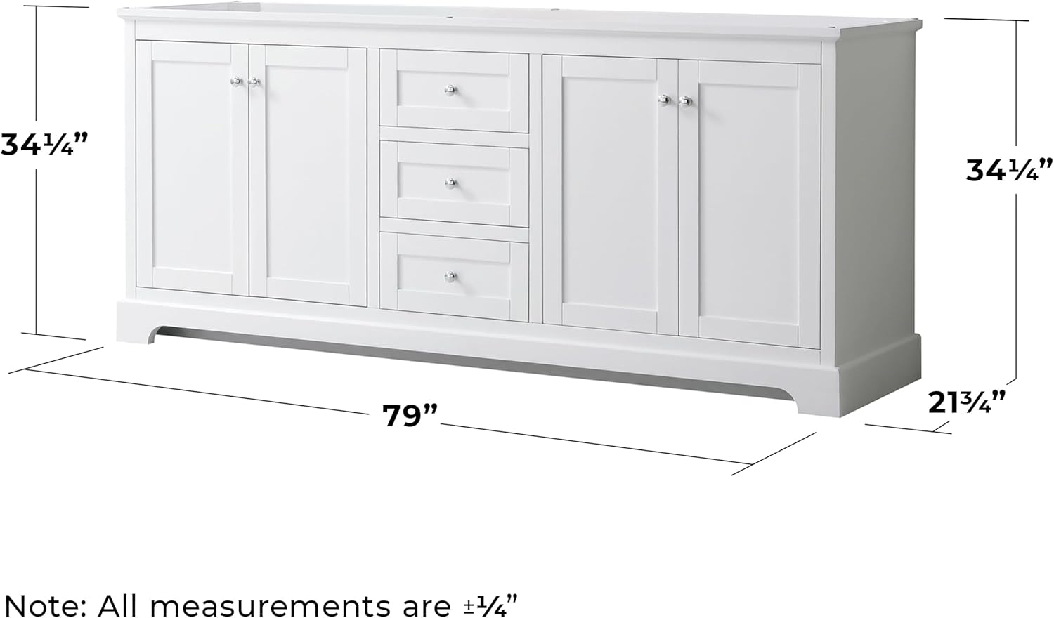 Wyndham Collection Avery 80 Inch Double Bathroom Vanity in White, No Countertop, No Sinks, and 70 Inch Mirror