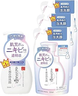 SANA 莎娜 豆浆异黄酮 药用纯白泡沫洗面奶 医药部外品 主体(200毫升)+替换装(180毫升)×3