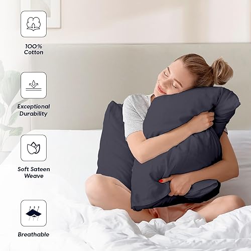 Vista 111 de SGI Bedding 600 hilos 100% algodón egipcio fundas de cojín y funda de almohada 01-Blanco