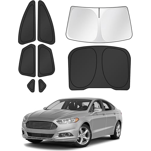 Window Shades for 2013-2021 Ford Fusion Accessories Windshield Sun Shade Side Rear Window Covers Sunshade Sun Visor Shield Privacy Protection for Camping Keep Vehicle Cool Black 8PCS
