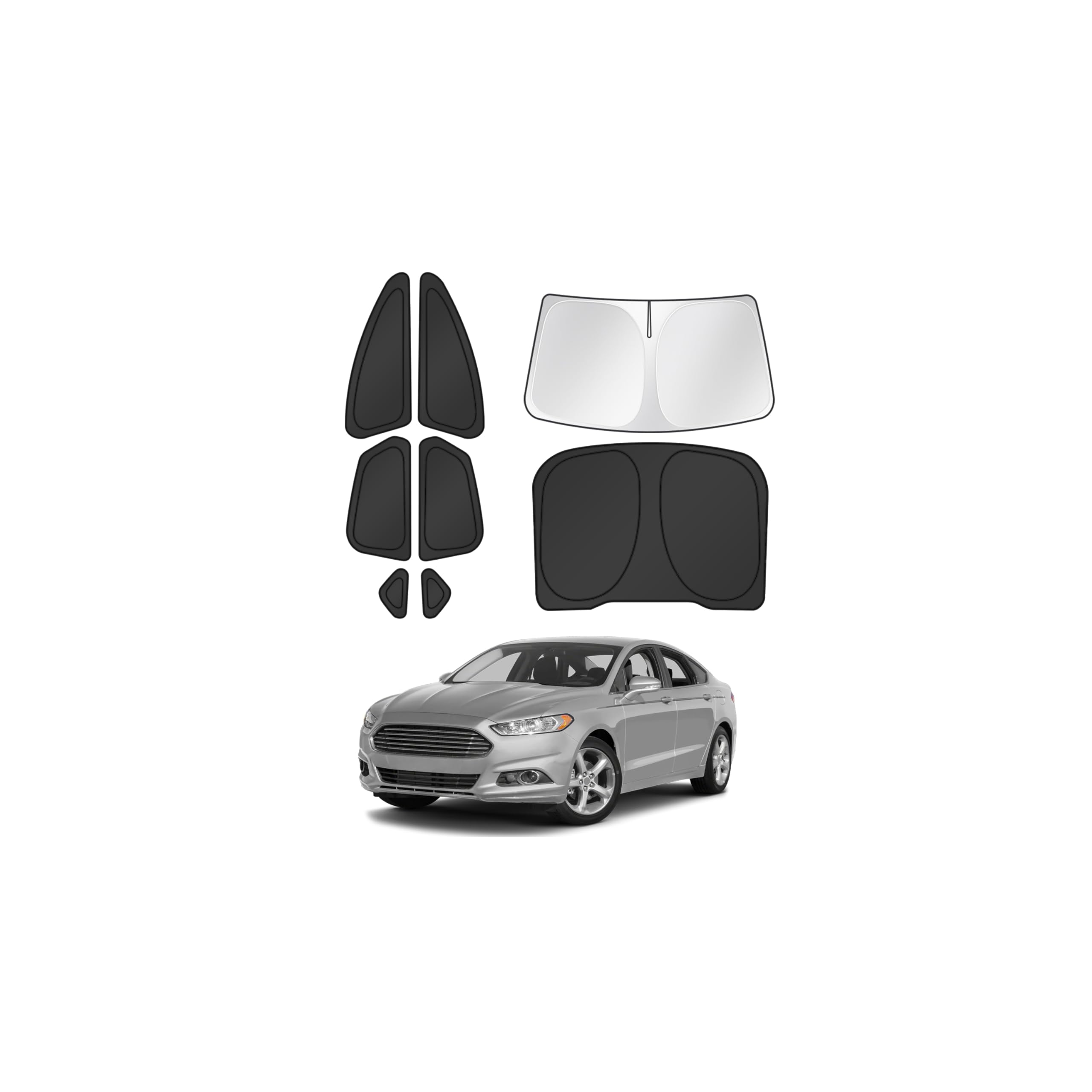 Canvcle Window Shades for 2013-2021 Ford Fusion Accessories Windshield Sun Shade Side Rear Window Covers Sunshade Sun Visor Shield Privacy Protection for Camping Keep Vehicle Cool Black 8PCS