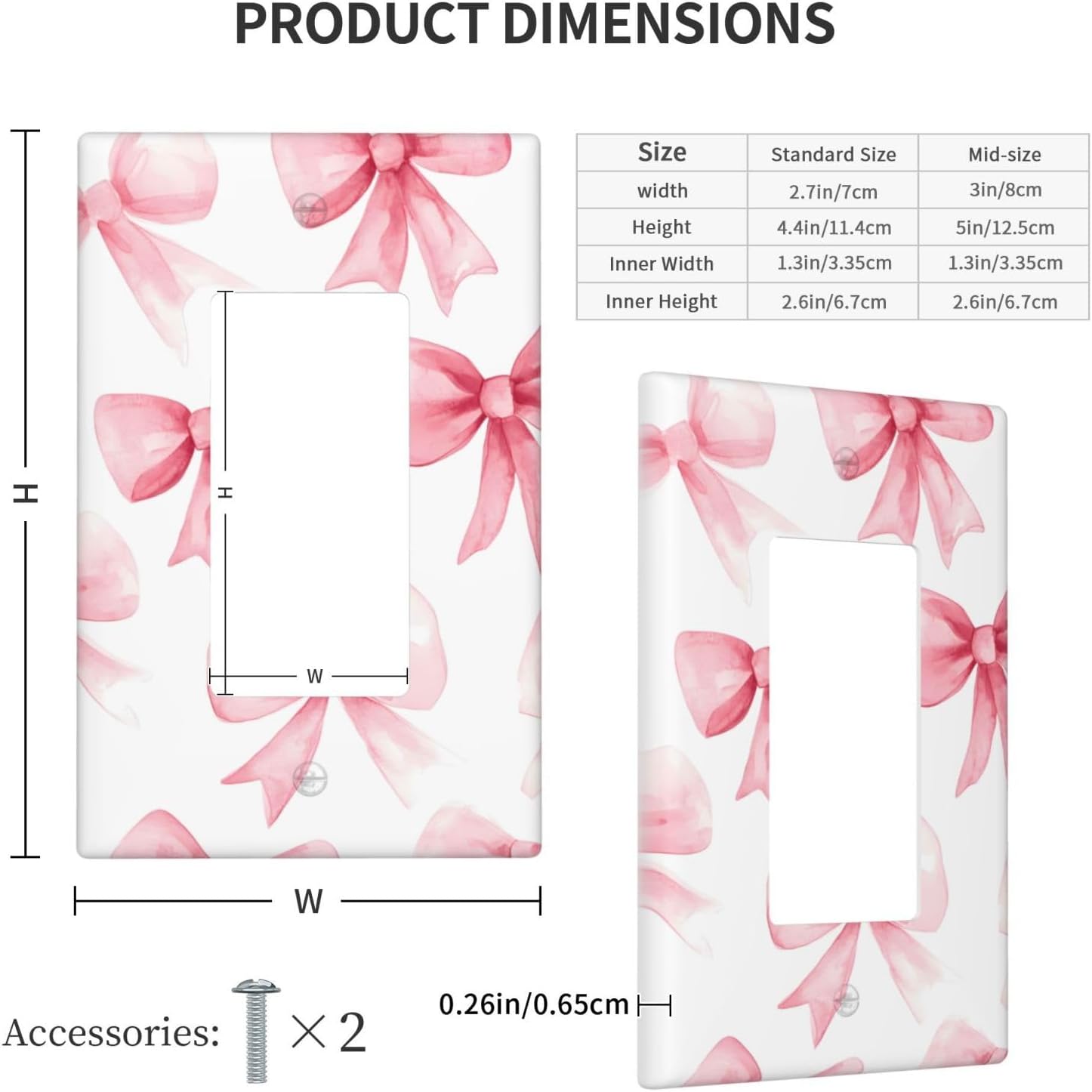 Pink Bow Outlet Covers Decorative Switch Wall Panel, Light Switch Cover Plate Suitable For Living Room And Bedroom Sockets