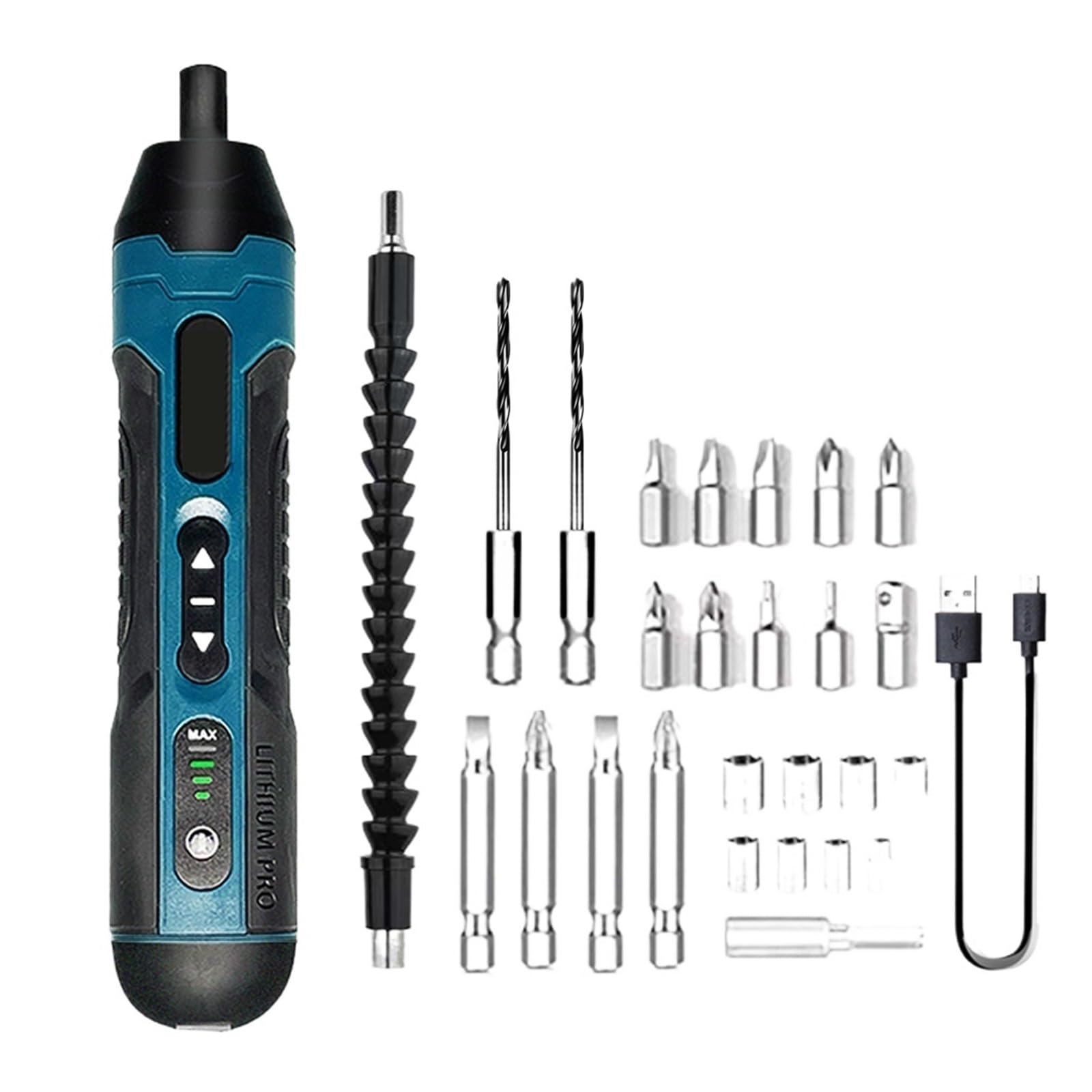 Cordless Electric Screwdriver Rechargeable 1300mah Lithium Battery Mini Drill 3.6V Power Tools Set Household Maintenance Repair Portable Lightweight(B-27PCS)