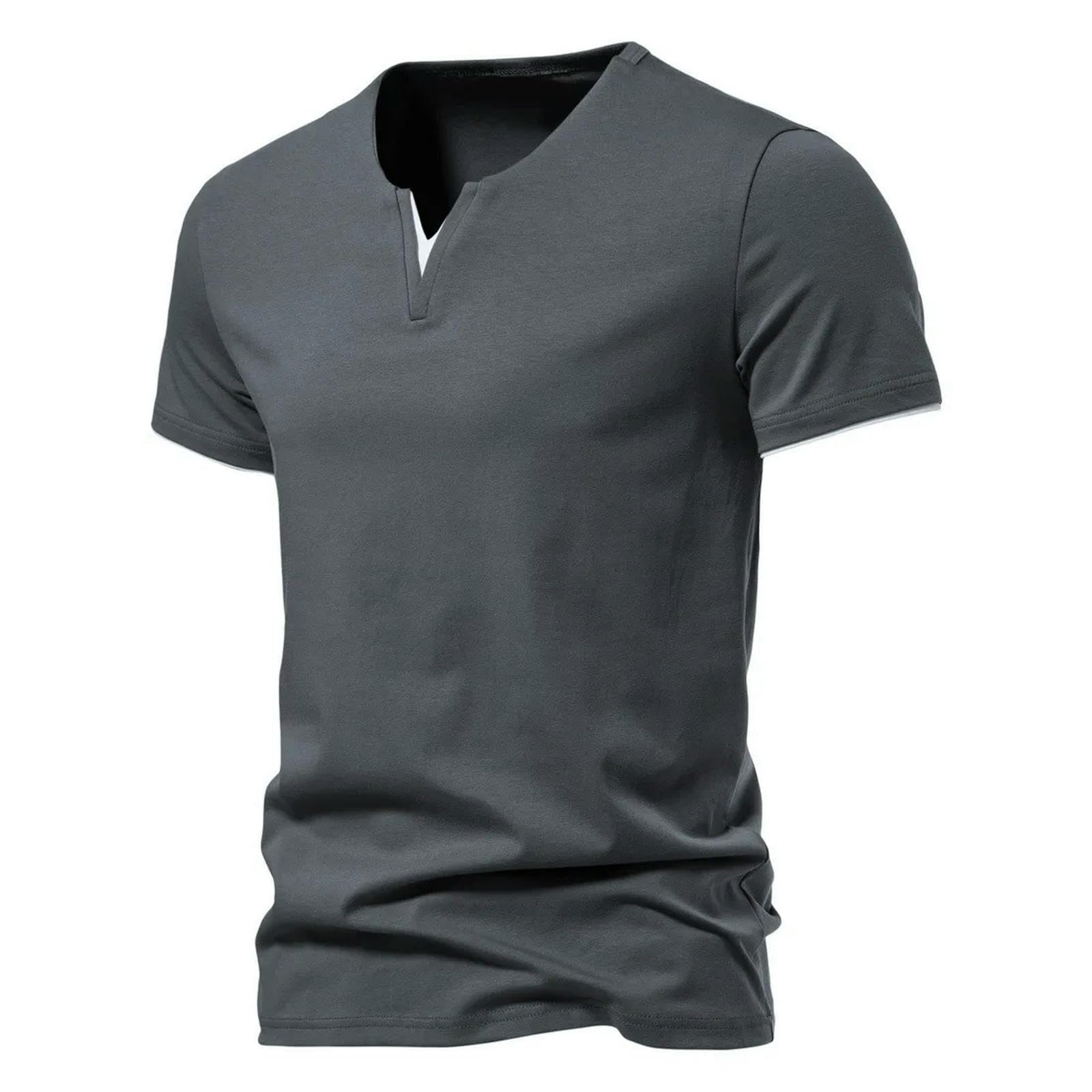 T Shirt Uomo T-Shirt A Maniche Corte di Grandi Dimensioni da Uomo con Spalle Calate, Cotone-Nero-l