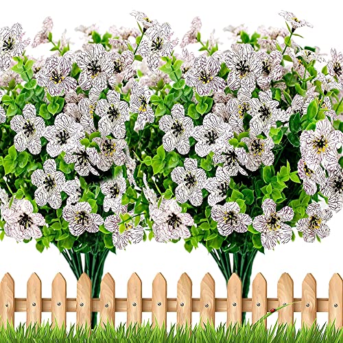 Axylex Artificial Flowers For Outdoors Fake Plants - 16 Bundles Faux Outside Greenery Boxwood No Fade Plastic Shrubs Fall Decor Farmhouse Home Garden Thanksgiving Mums (White) #TOP7