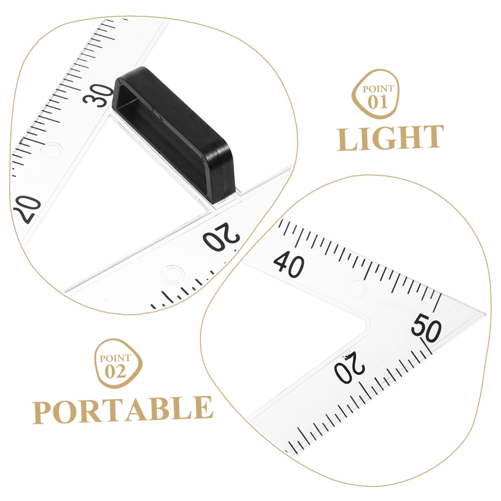 Goniometro Magnetico Triangolare in Abs, Righello Didattico per Matematica e Fisica, Adatto a Superfici Magnetiche e Facile Osservazione