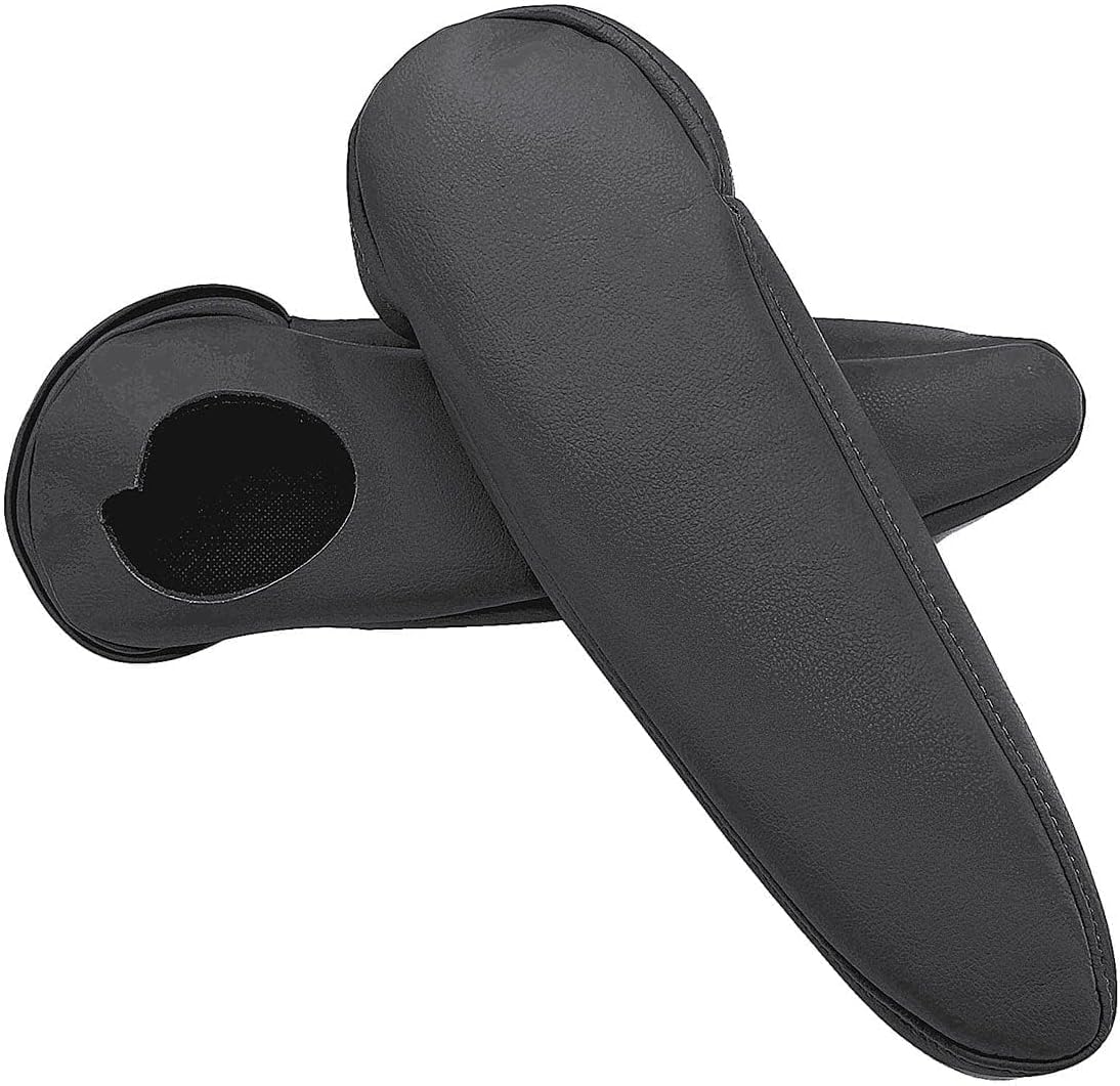 FZJDSD Black Leather Left & Right Seat Armrest Cover Compatible with Toyota Sienna 2011 2012 2013 2014 2015 2016 2017 with Zipper Design (Only Leather Part)