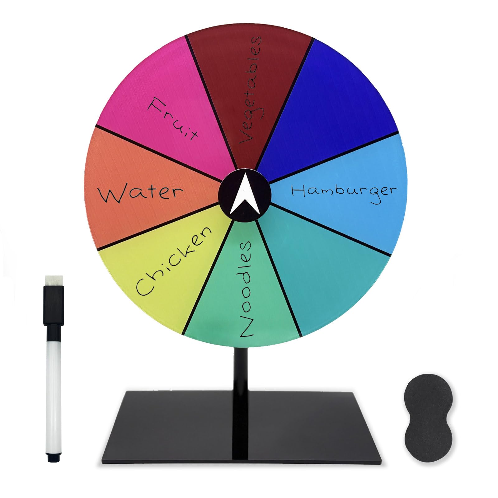 Ruoyang 8 Inch Dry Erase Prize Wheel Spinner with Stand & Marker - Portable Spin The Wheel Game for Prizes, Home Parties, Trade Shows, Classroom Activities