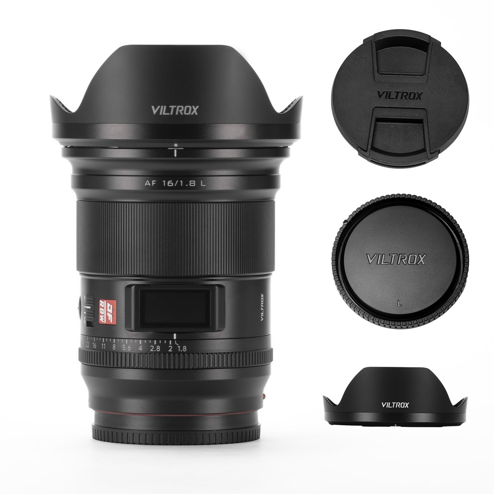 VILTROX AF 16 mm F1.8 Full Format L Mount, livello professionale, grandangolo, autofocus digitale DF, obiettivo fotocamera con schermo LCD, pulsante regolabile AF/MF interruttore per fotocamere a L