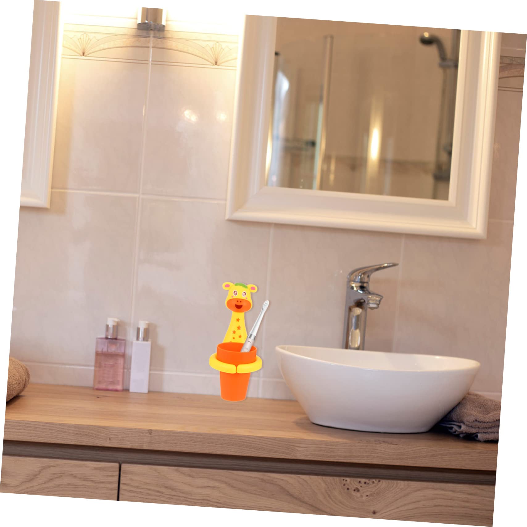 Amosfun 3 Juegos De Soportes para Cepillos De con Vaso para Enjuague Bucal para Baño Material PP Diseño Que Ahorra Espacio Sin Perforaciones Almacenamiento Moderno para Cepillos De
