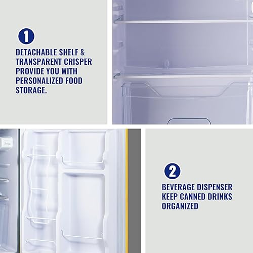 Miniatura 4 de WANAI Compact Mini Refrigerator 32 CuFt Small Refrigerator with Freezer Retro Mini Fridge with Dual Door7 Adjustable Thermostat Adjustable Shelves