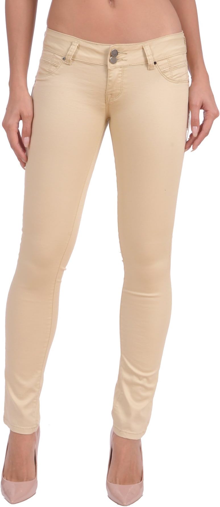 Fancy Jade Women's Plus Size Super Stretch Twill Skinny Pants (Khaki, 22)