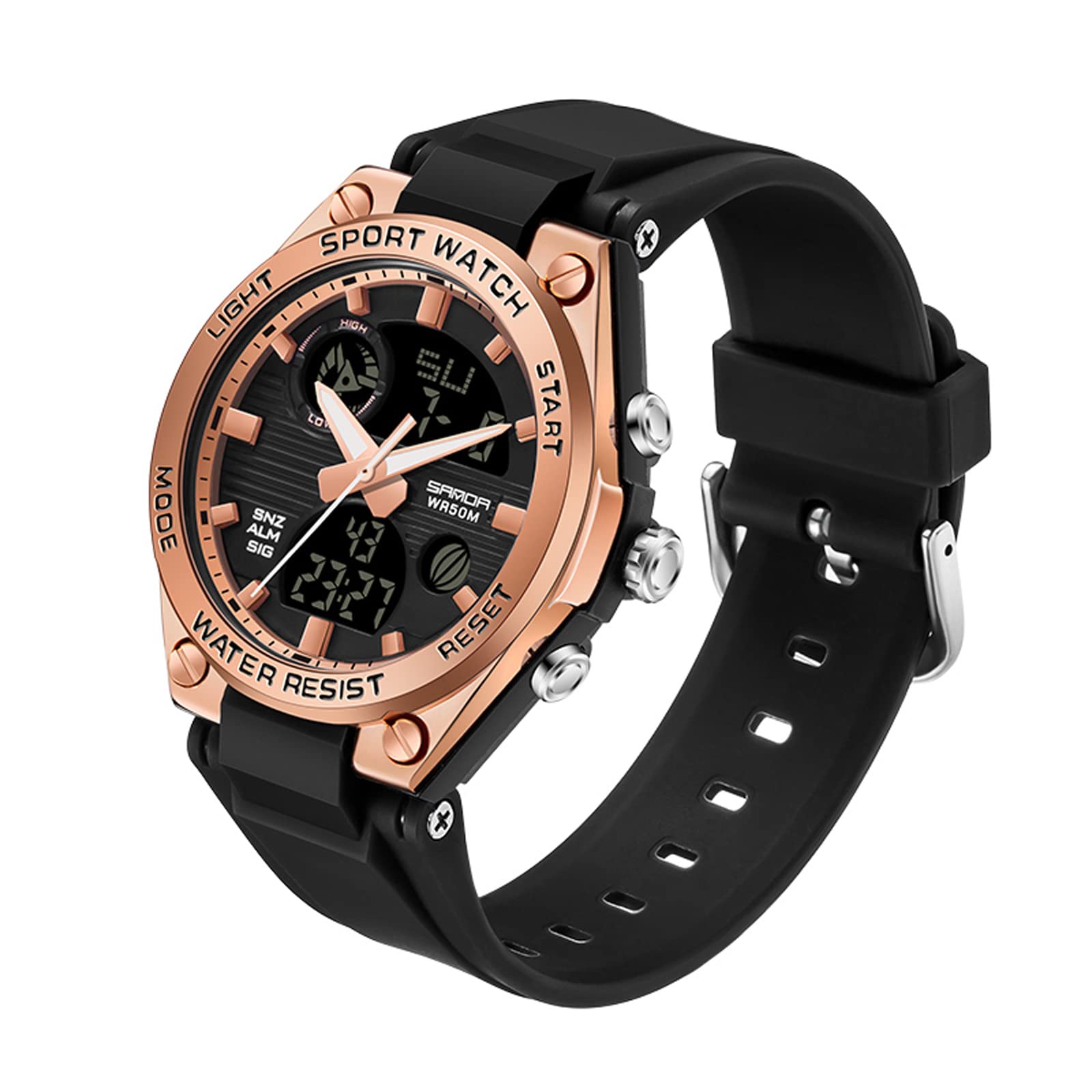 findtimeLadies Sport Digital Watches Wrist Watch for Women with Waterproof Dual Time Date Luminous Back Light Week Alarm Stopwatch