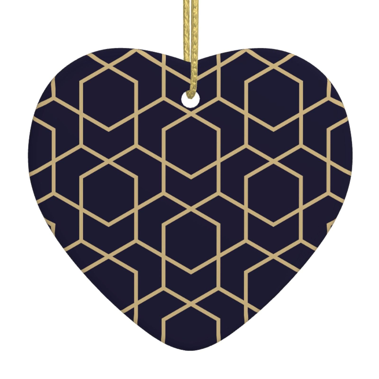 Nbtghga White Geometric Lines Print Christmas Ornaments, Ceramic Hanging Ornament, Xmas Tree Decoration, Holiday Home Decor