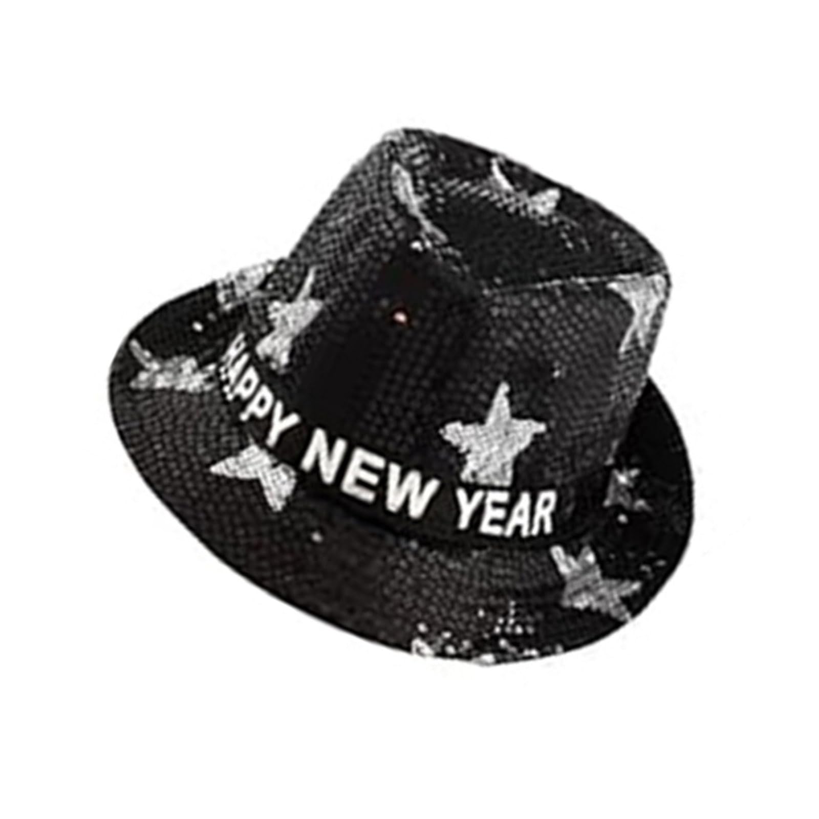 Elnwnnkc Unisex Black Shimmering Flashing Hats Sparkling Sequins Hats Charm With Glitters For Festival New Year Celebration Party Hat