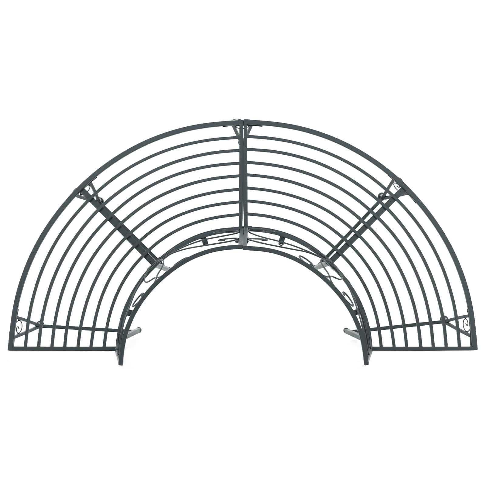 Banco de jardín semicircular de acero 160 x 80 x 89 cm para jardín y terraza