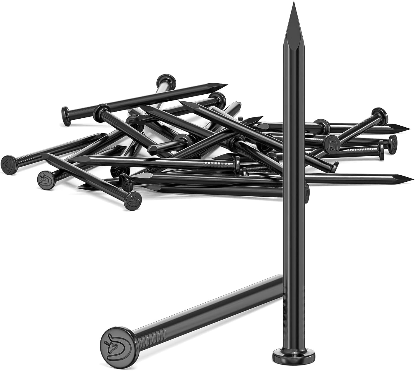 Pack of 30 Steel Nails, Nails for Concrete Walls, Galvanised, Nail Woodworking Brick, Universal Use Indoor and Outdoor Use, Black (60 mm)