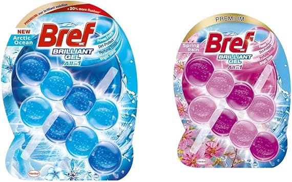Bref Wc Brilliant Gel Duopack Klozet Bloğu 1 Çiçek 1 Okyanus, 2 X 2'li Paket
