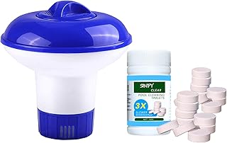 Chlorine Tablets for Swimming Pool, 100g Chlorine Tablets for Hot Tub with Floating Chlorine Tablets Dispenser for Swimming Pool Paddling Pool Spa Bathtubs