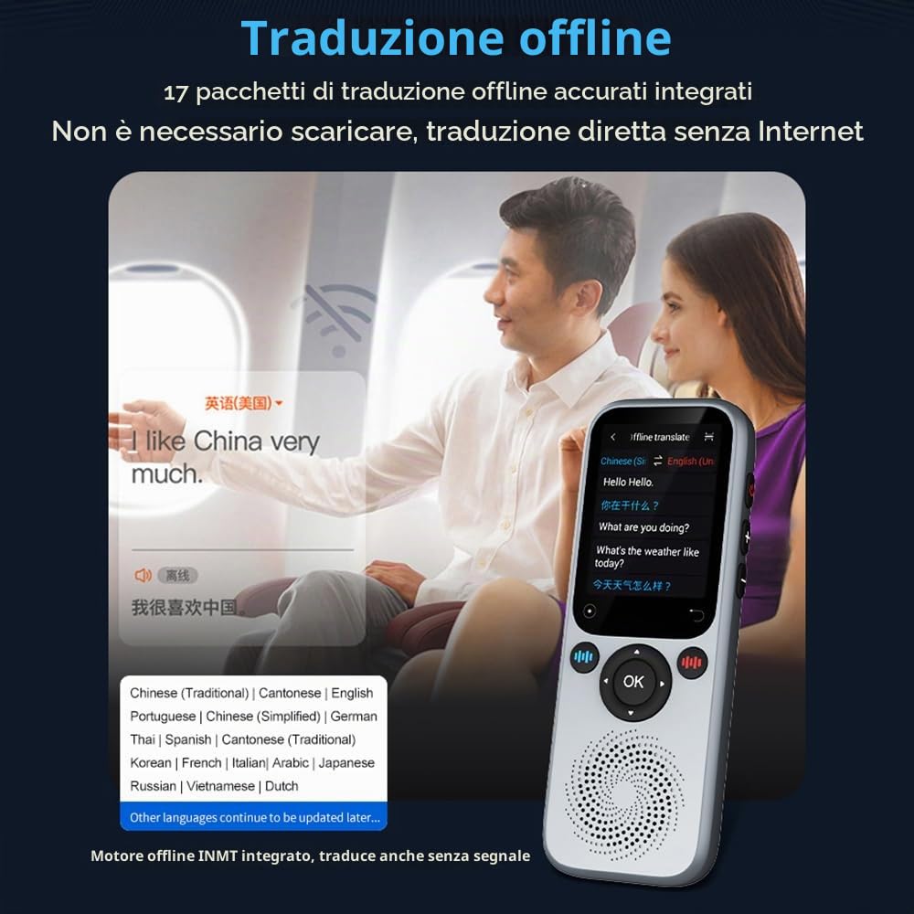 Traduttore di Lingue Portatile Dispositivo di traduzione bidirezionale in Tempo Reale 138 Lingue Traduzione Online Offline Interpretazione simultanea Supporto per la traduzione di Foto