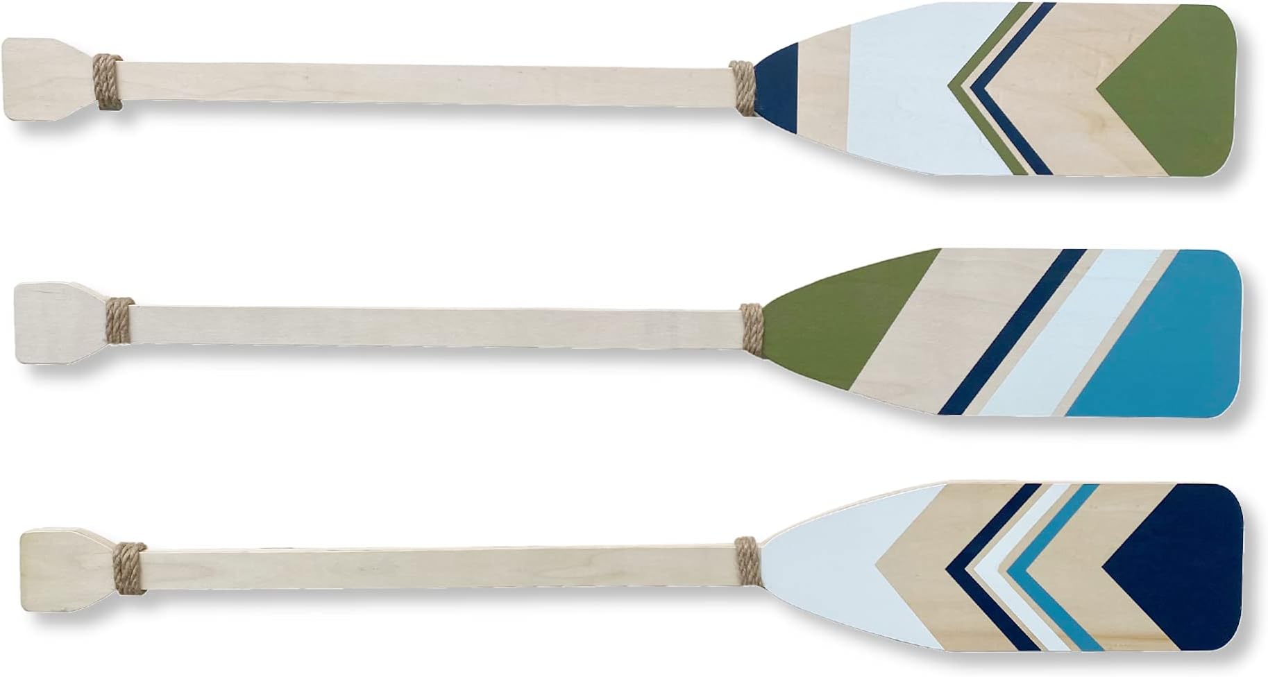 Extra Large Wood and Rope Boat Oars Wall Decor, Set of 3