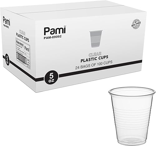 PAMI Paquete de 100 vasos de plástico desechables de 5 onzas (5 onzas), vasos transparentes sin BPA para fiestas, baño, manualidades, bebidas frías
