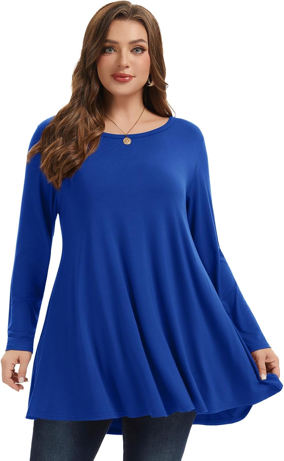 LARACE Plus Size Tunic Tops Long Sleeve Shirts for Women Swing Flowy Loose Fit Clothes for Leggings - Image 3