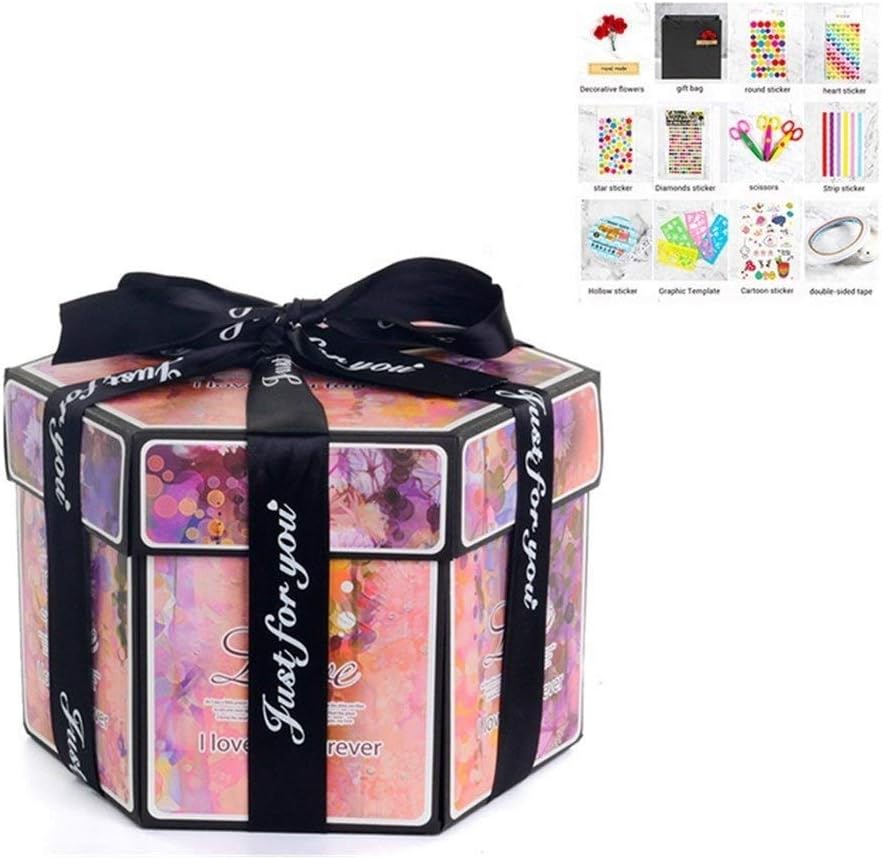 ZHAOCHEN 18 Colors Surprise Party Love Explosion Box Gift Explosion For Anniversary Scrapbook Manual Photo Album (Color : With DIY kits 16, Size : 15x15x15cm)