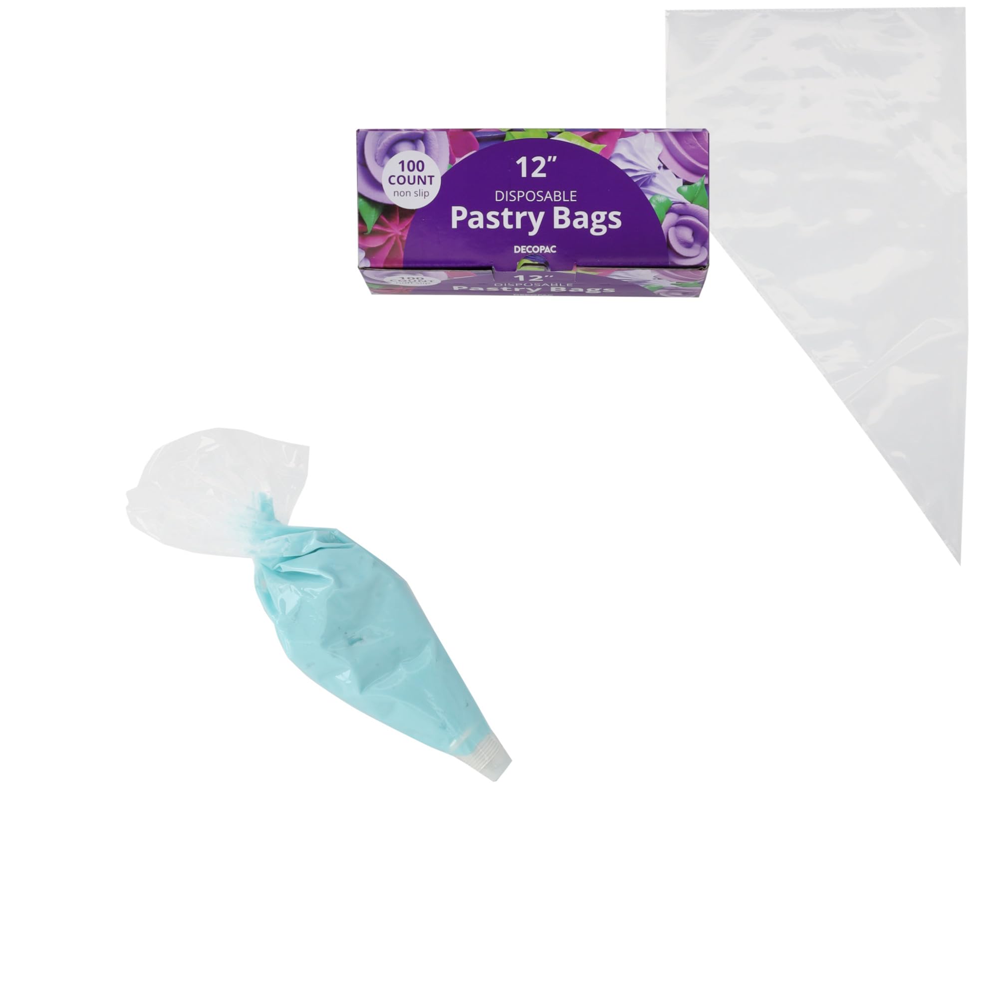 DecoPac 13590 Disposable Pastry Bag 100 Count Spritzbeutel, Kunststoff, Transparent