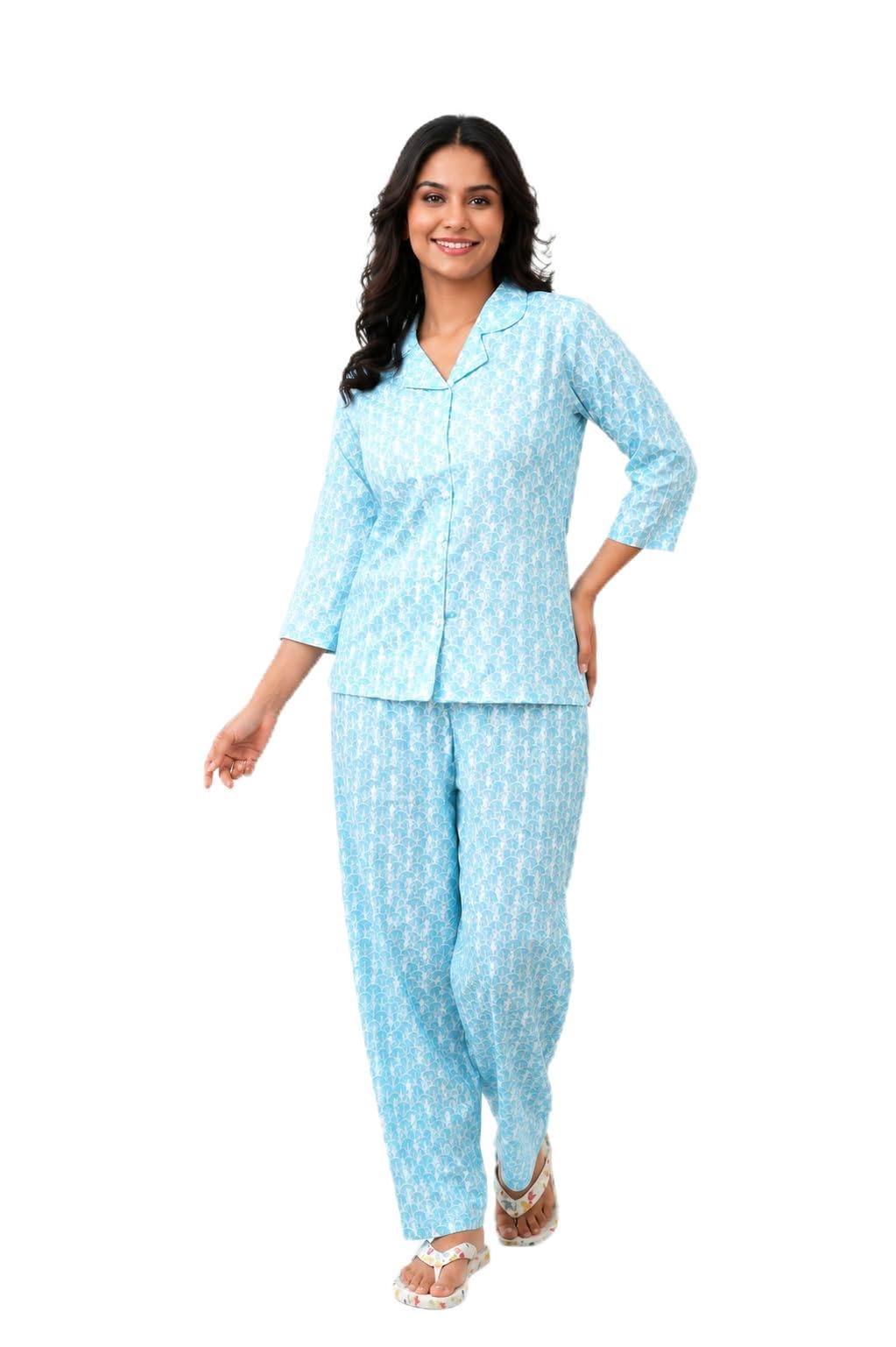 Cotton Floral Printed Night Suit Sleepwear Pajama Set For Women-image-26