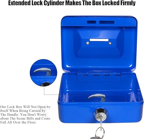 Vista 76 de Jssmst Caja de efectivo con cerradura pequeña, cajas de metal para niños, caja de dinero con ranura en la parte superior, caja de bloqueo negra