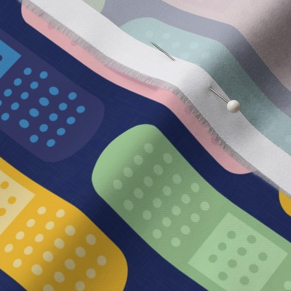 Spoonflower Fabric - Stripe Blue Medical Nurse Hospital Doctor Bright Geometric Fun Printed on Organic Cotton Sateen Fabric by The Yard - Sewing Quilting Apparel Home Decor