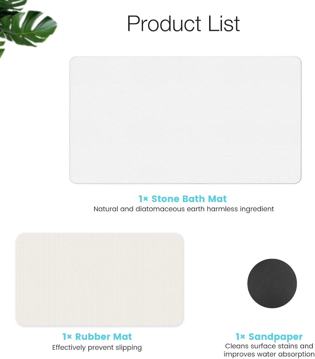 Large Diatomite Stone Bath Mat, Premium Non-Slip Natural Diatomaceous Earth Bathtub Fast Drying Mats for Bathroom Floor (30" x 17" White)