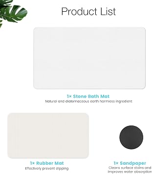 Diatomite Stone Bath Mat, Premium Non-Slip Natural Diatomaceous Earth Bathtub Quick Drying Mats for Bathroom Floor (30