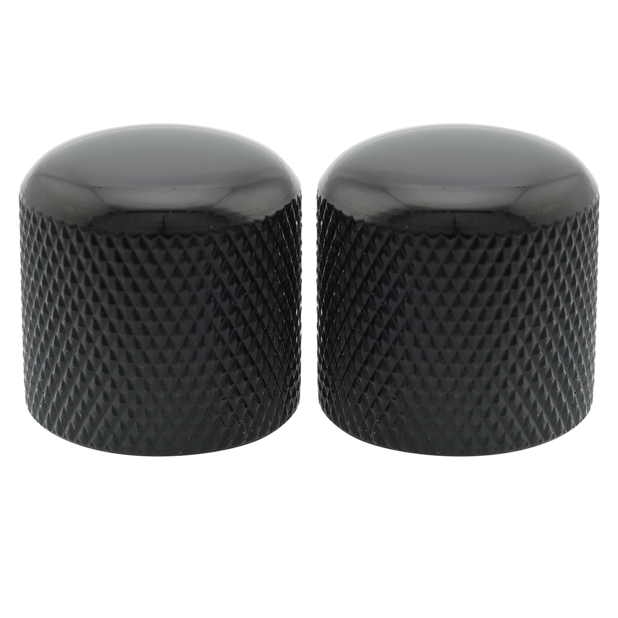 Musiclily Pro Metric Steel Push-on Dome Knobs for Import Telecaster Electric Guitar or Precision Bass, Black (Set of 2)