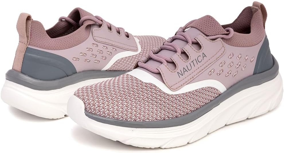 Nautica Women's Fashion Sneaker Lace-Up Running Shoe Casual Max Cushioning Walking Tennis Sneaker