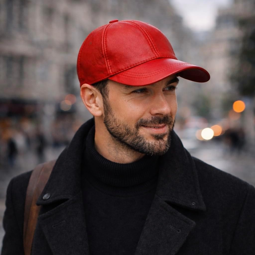 Genuine Leather Baseball Cap Adjustable Strap Plain Real Lambskin Leather Hat Sports Visor