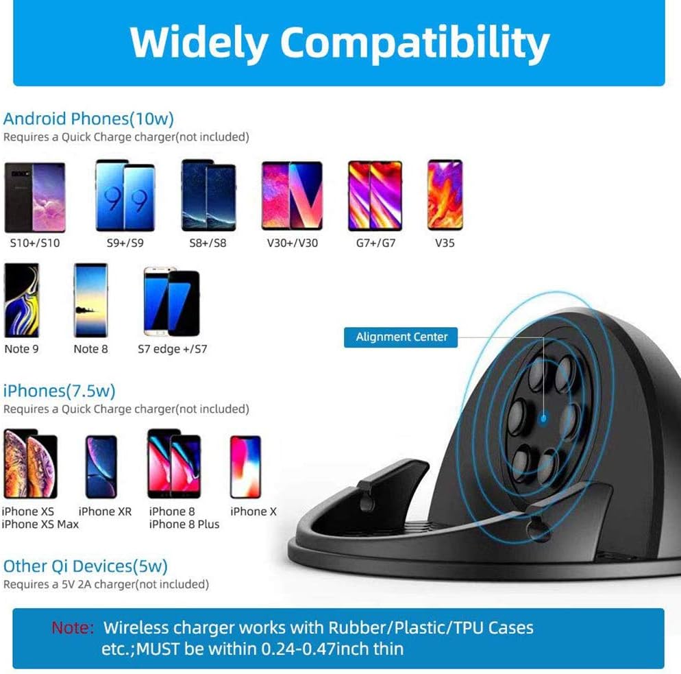 Suреr Bіg Clеаrаnсе! WIFORT Car Mount Wireless Charger, 7.5W/10W QC 3.0 Qi Fast Charging Car Dashboard Mount, Anti-Slip Phone Holder for iPhone 11/11 Pro/ 11 Pro Max/ Xs Max/Xs/XR/X/8+/8/SE 2020, Samsung S10+/S10/S9+/S9