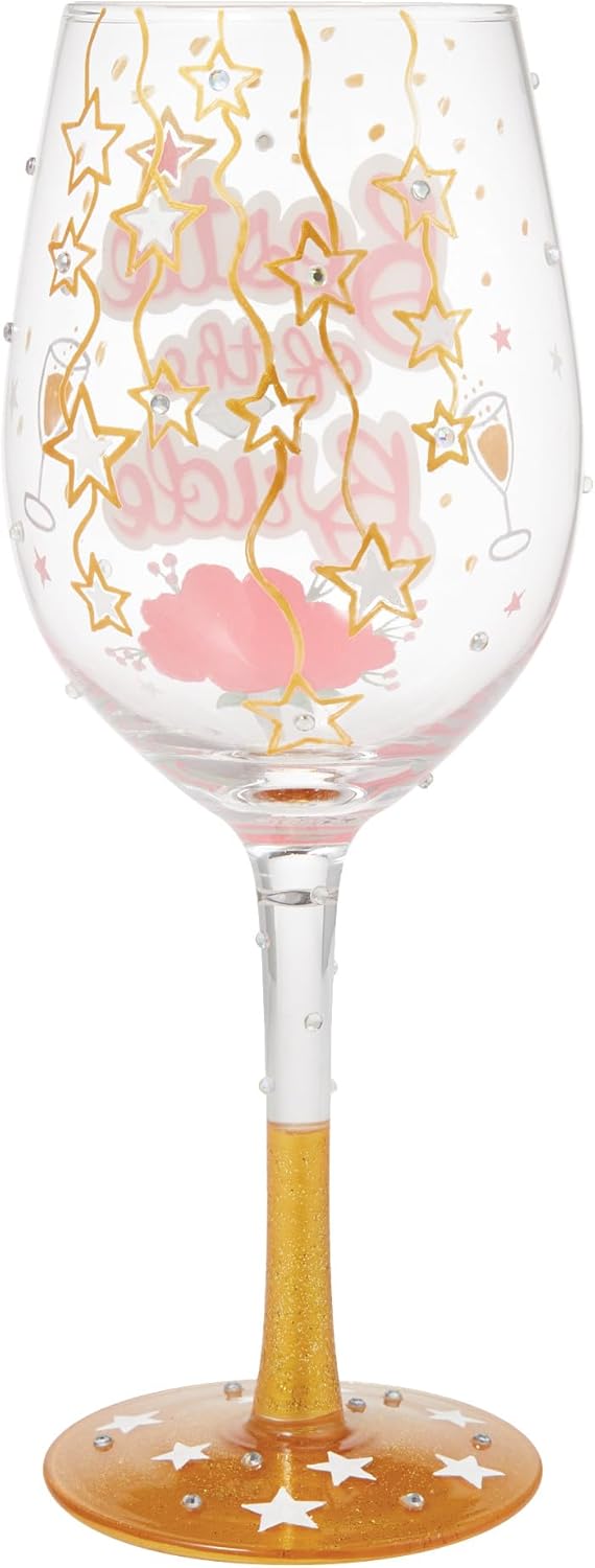 Enesco Lolita Designs Wedding Bestie of the Bride Hand-Painted Artisan Wine Glass, 15 Ounce, Multicolor