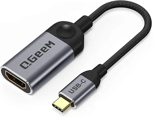 QGeeM USB C to HDMI Adapter 4K Cable, USB Type-C to HDMI Adapter [Thunderbolt 3/4 Compatible] for Laptop MacBook Pro/Air, iPhone15 16 Pro/max,GalaxyS8-S23,XPS,Pixelbook,Thinkpad,Surface,Ipad Pro etc.