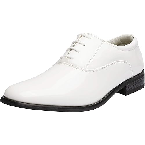 Bruno Marc Men's Faux Patent Leather Tuxedo Derby Dress Shoes Classic Lace-up Formal Oxford