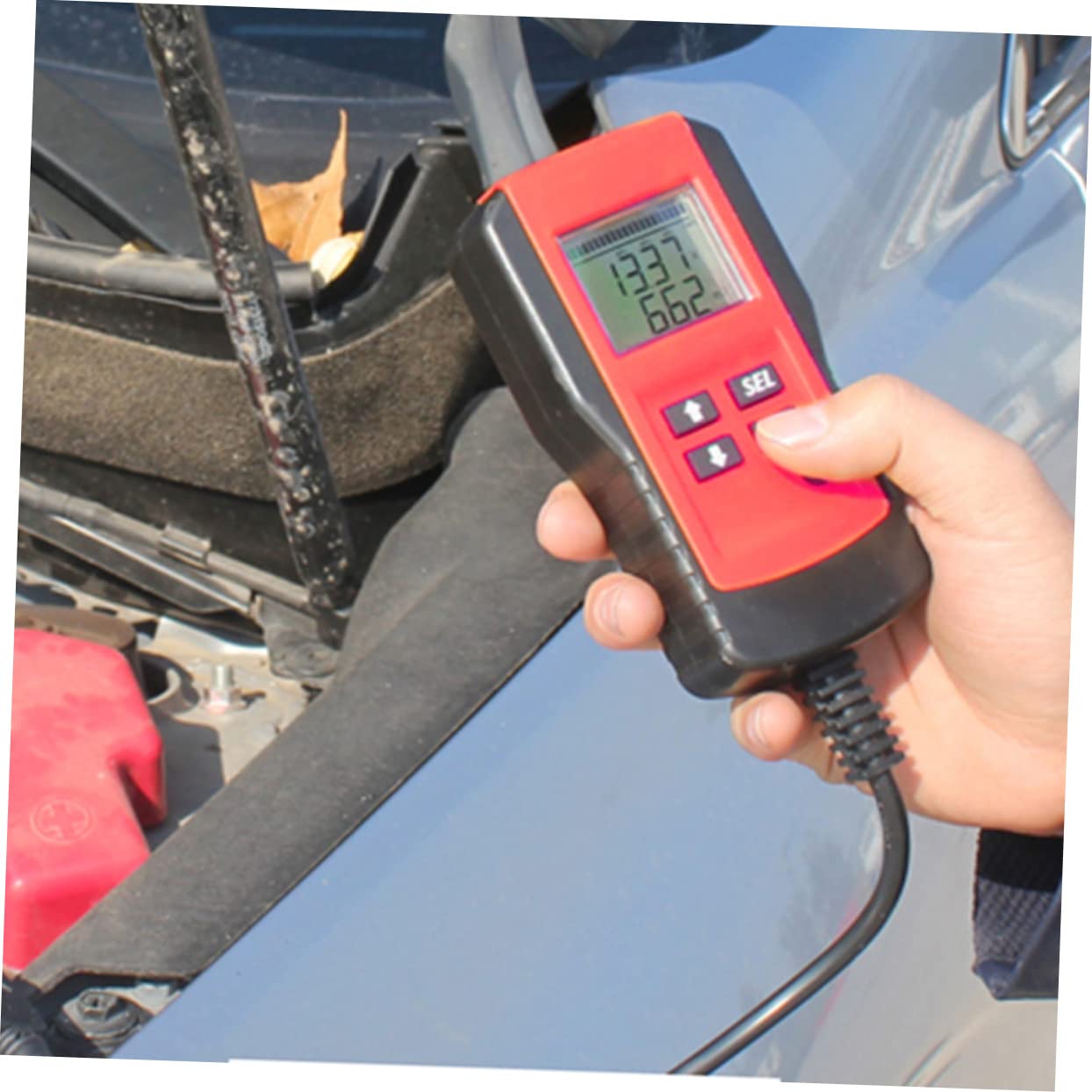 SOLUSTRE Tester Batteria Auto Display Lcd e Test Costante, Strumento Portatile in Abs e Rame per Batterie 12v, Tensione 7~15v, Adatto per Auto e Veicoli Elettrici