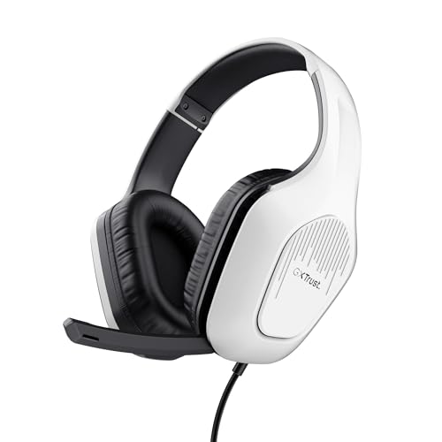 GXTrust 418W Rayne Lätt Spelheadset 3.5 mm För PC Xbox PS5 PS4 Switch Mobil, 50mm Element, Over-ear-hörlurar med Mikrofon, Gaming-headset, Vit
