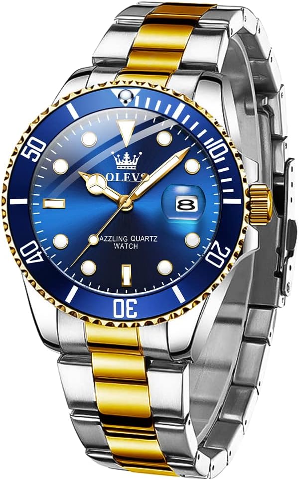 Mens Watches Designer Calendar Dress Metal Stainless Steel Quartz Analog Waterproof Luminous Wrist Watch Gent Large