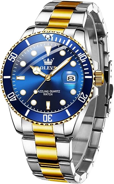 OLEVS Mens Watches Designer Calendar Dress Metal Stainless Steel Quartz Analog Waterproof Luminous Wrist Watch Gent Large