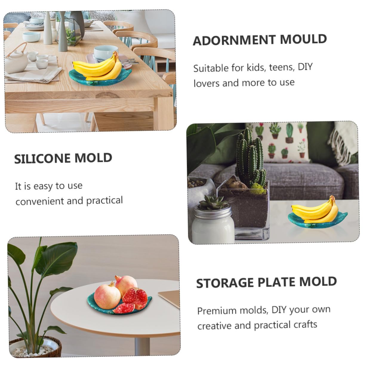HOMSFOU 3 Silikon Gießform für Diy Flexibles Wiederverwendbares Mould für Dekoration und Kunsthandwerk für Projekte mit Harz und Gießpulver