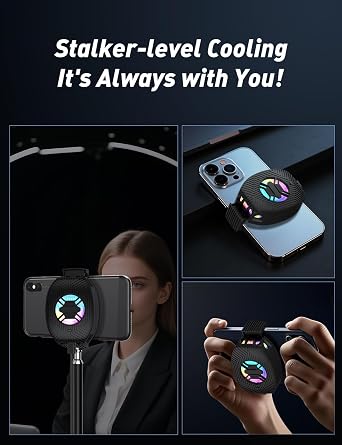 Phone Cooler for Gaming, Mobile Cell Phone Cooling Fan Radiator for iPhone Android Smartphone Live Streaming