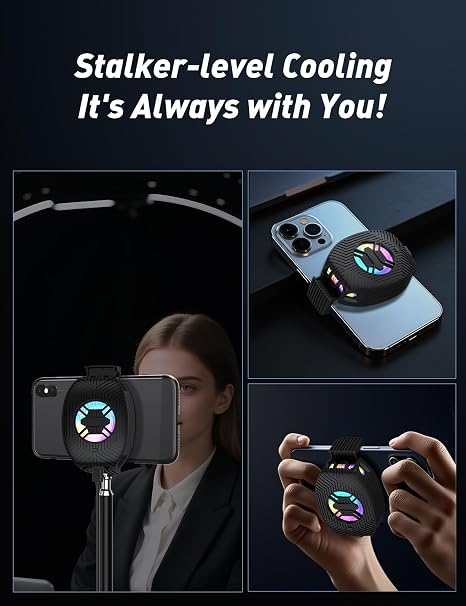 Phone Cooler for Gaming, Mobile Cell Phone Cooling Fan Radiator for iPhone Android Smartphone Live Streaming