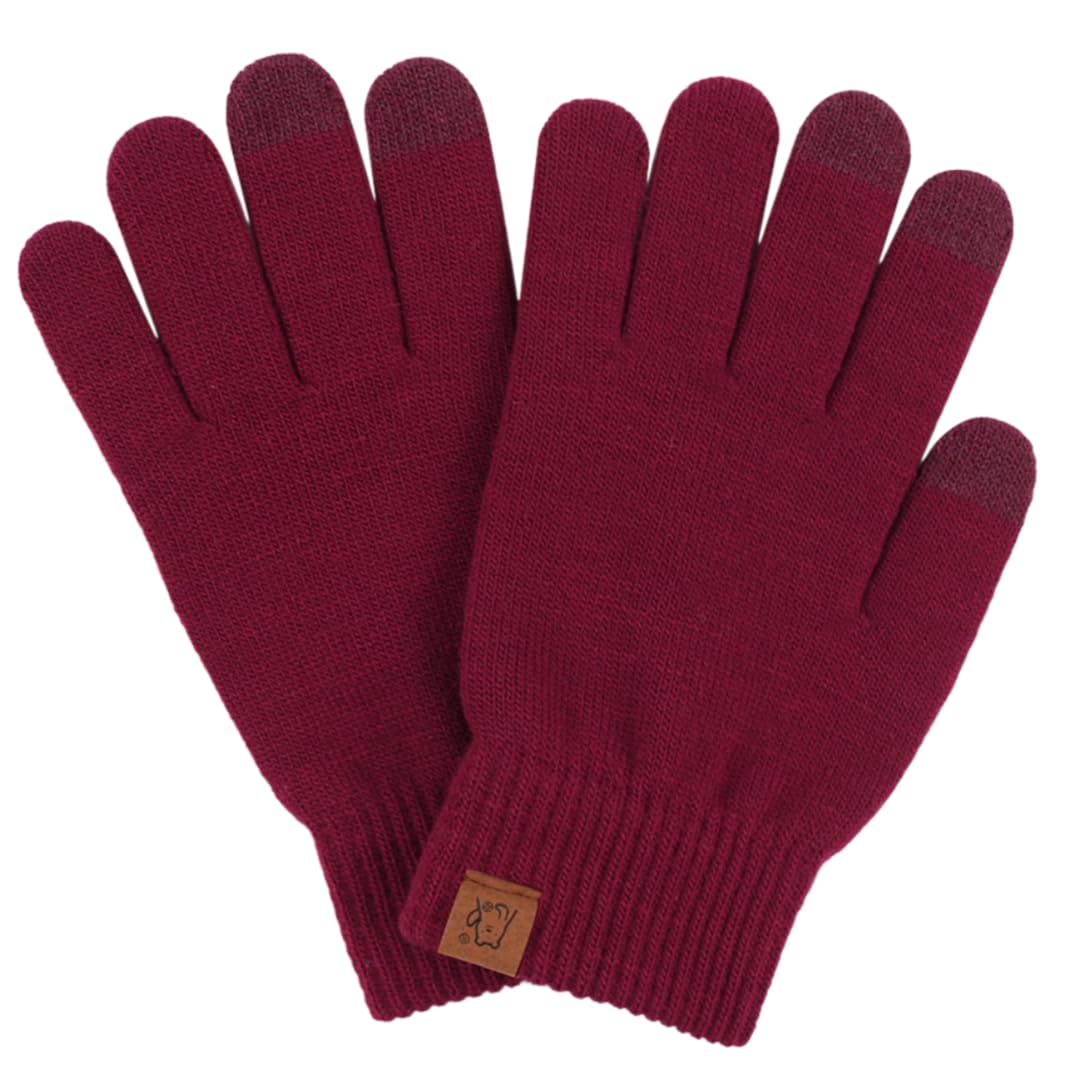 YISENJEE Women'S Winter Gloves Winter Warm Five-Finger Candy Color Touchscreen Solid Color Gloves - Dark Red