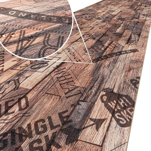 ANRO Küchenläufer Küchenteppich rutschfest Teppich Läufer Küche pflegleicht Teppichläufer Flur abwaschbar 220 x 52 cm Whisky Braun